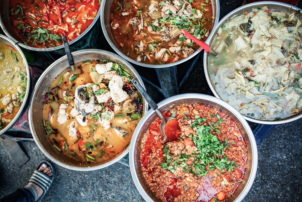 Colourful Thai street food dishes